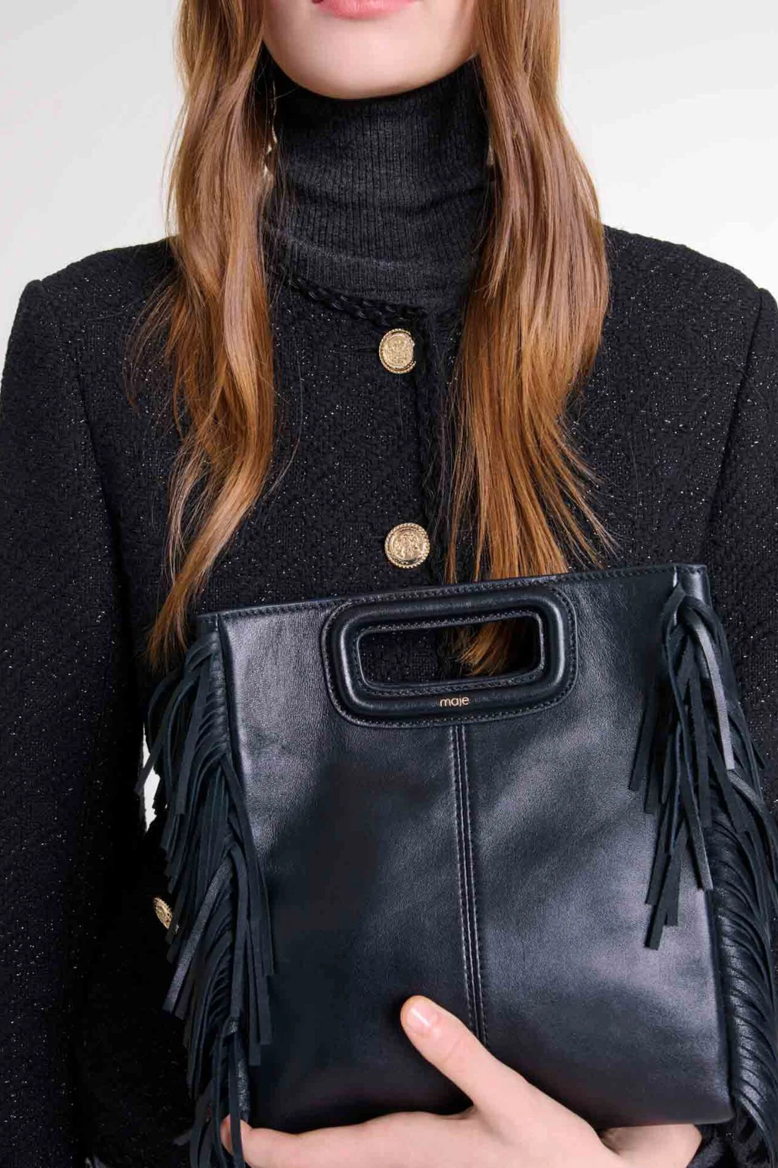 Sac M en cuir à franges
