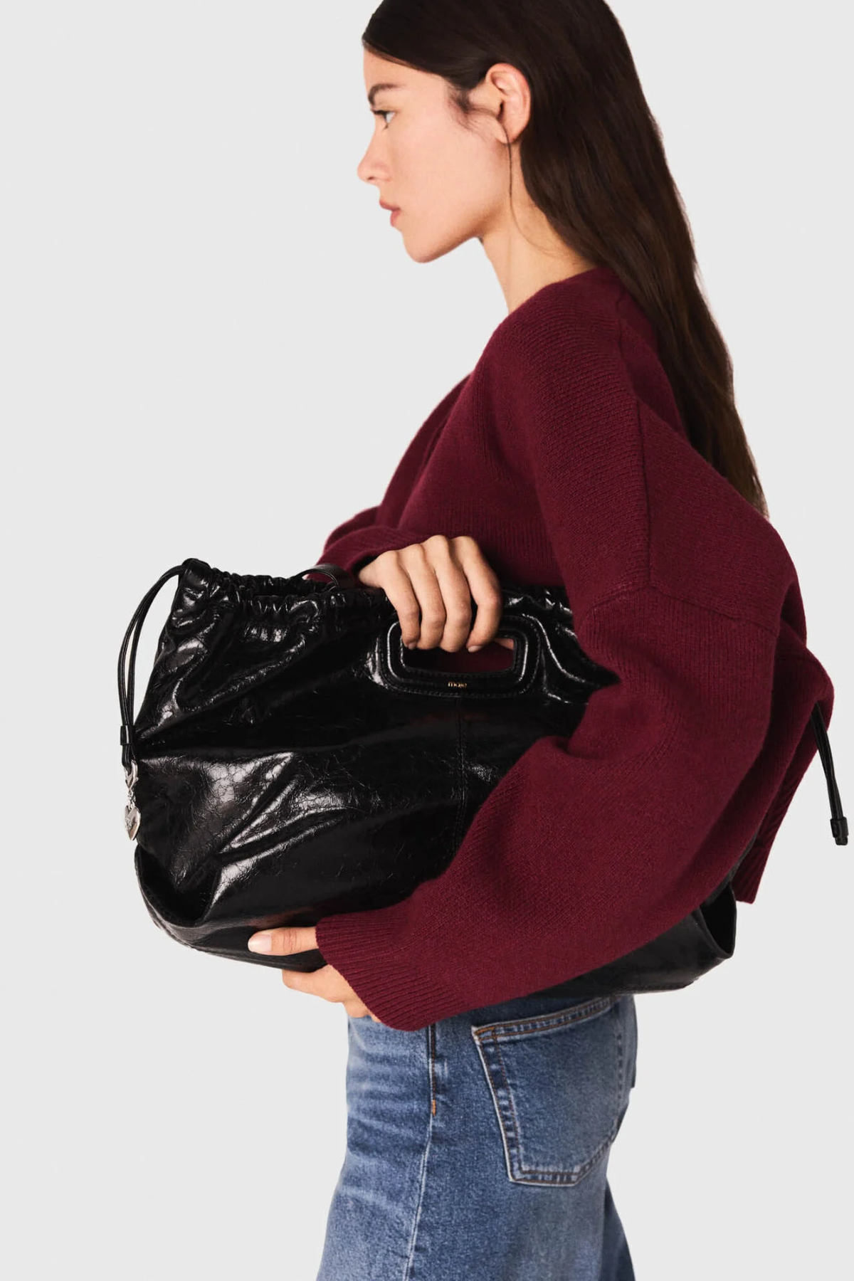 Sac M tote en cuir craquelé